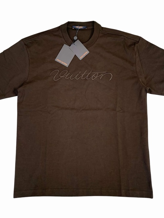 Louis Vuitton Other - Louis Vuitton Signature Embroidered Brown T-Shirt Men’s Size Small